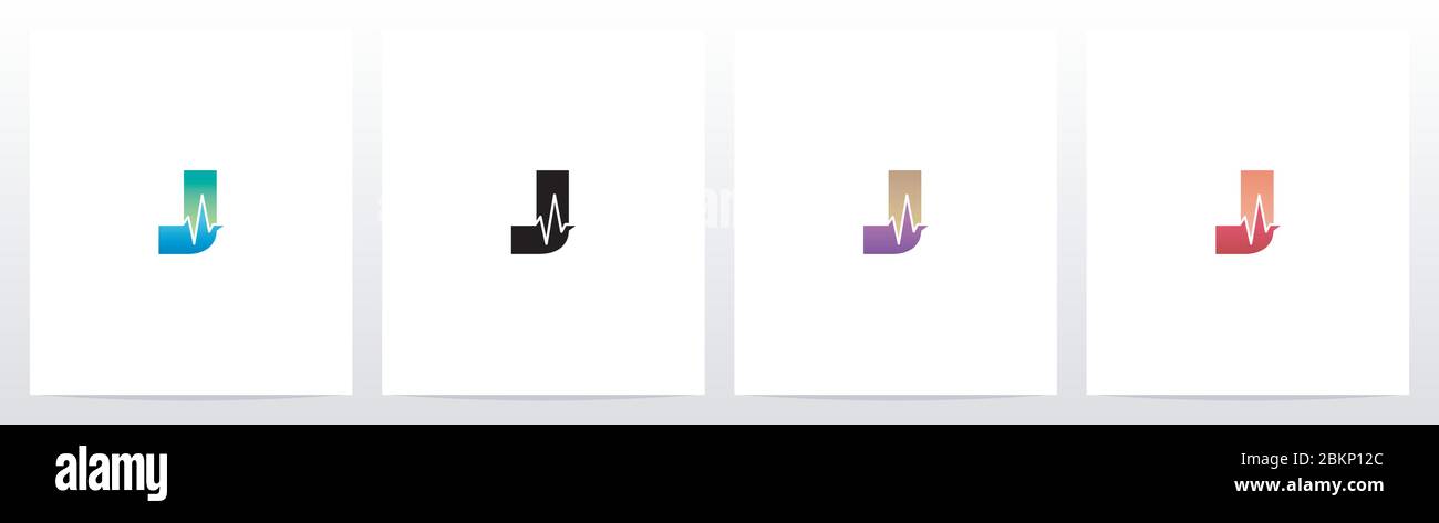 Pulse Line On Letter Logo Design J Stock Vector