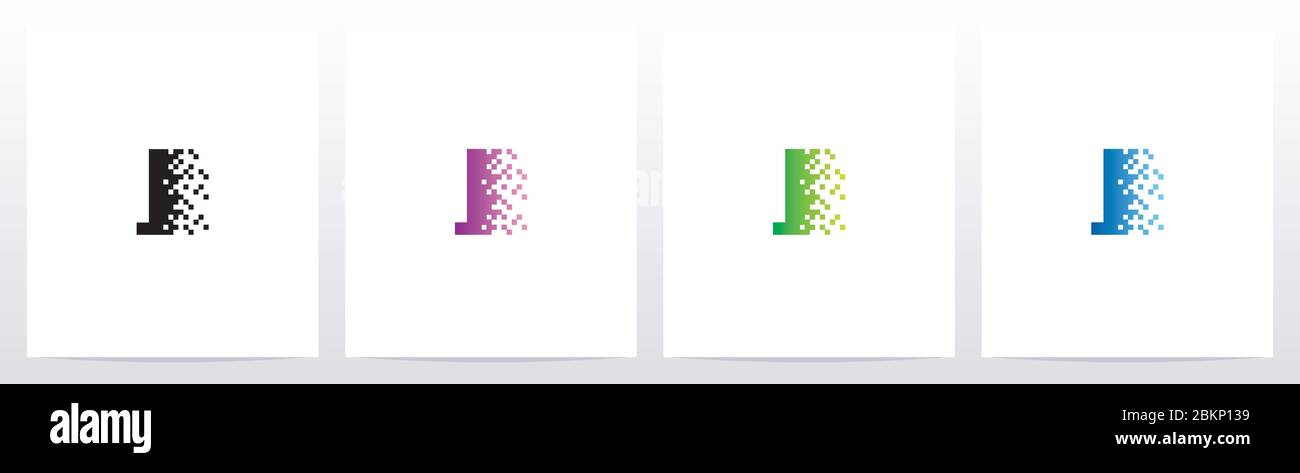 Pixel Eroded On Letter Logo Design J Stock Vector