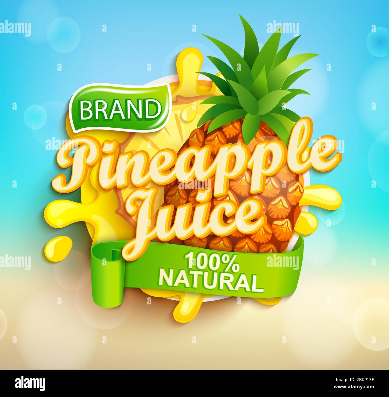Fresh pineapple juice label Stock Vector Image & Art Alamy