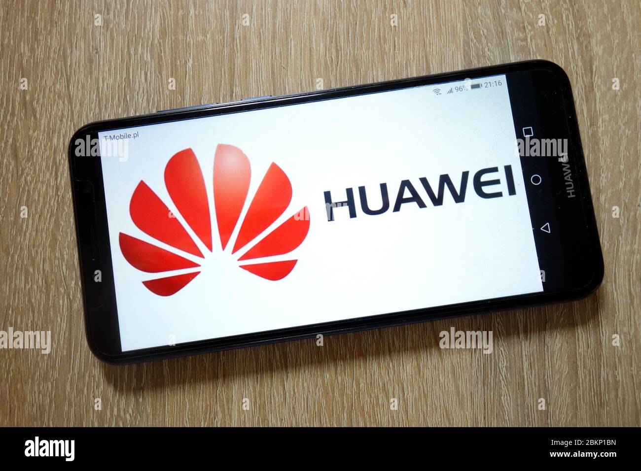 Huawei logo displayed on Huawei Y6 2018 smartphone Stock Photo