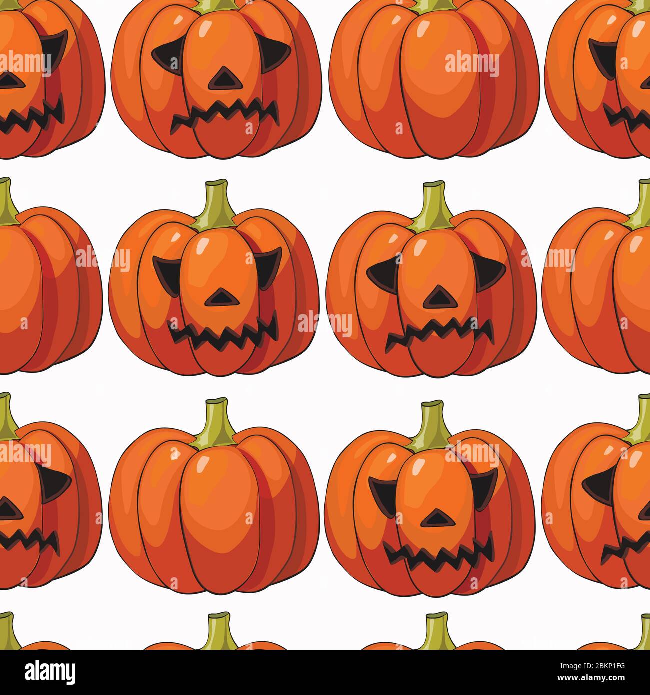 halloween background with different pumpkins, holiday pattern Stock Vector