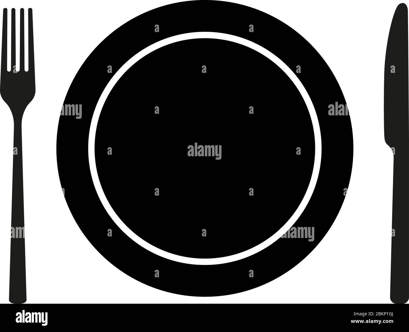 plate with knife and fork isolated on white background vector illustration Stock Vector