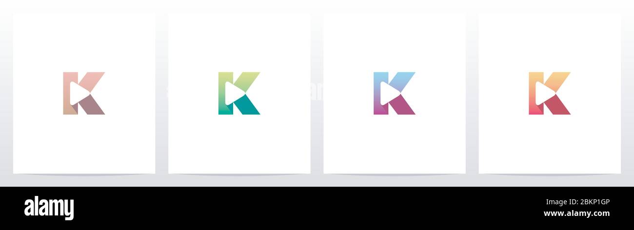Play Button On Letter Logo Design K Stock Vector