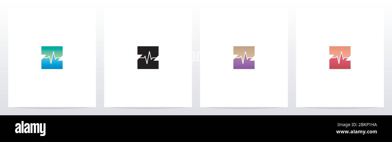 Pulse Line On Letter Logo Design Z Stock Vector