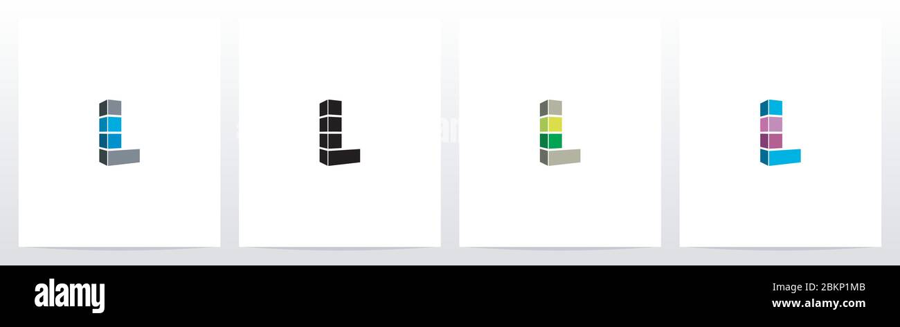 Rectangle Block On Letter Logo Design L Stock Vector