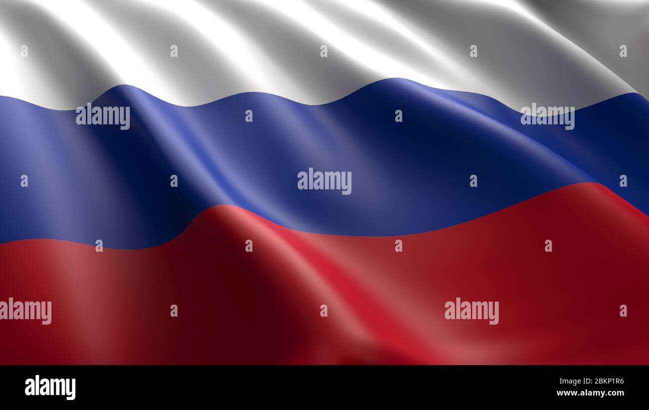 Wavy flag of Russia. Suitable for background graphic resources. 3D illustration Stock Photo