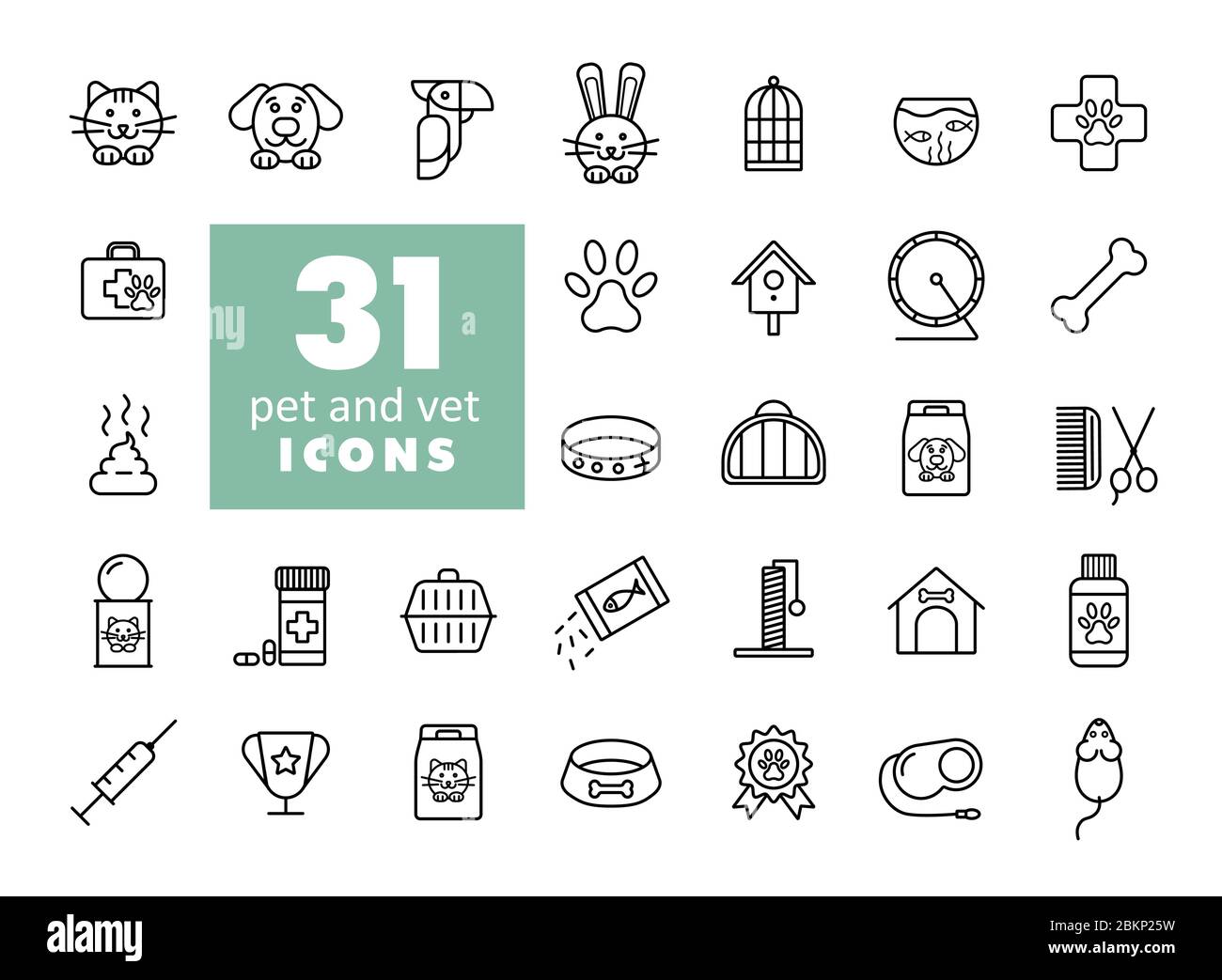 Pet and vet vector icon set Stock Vector