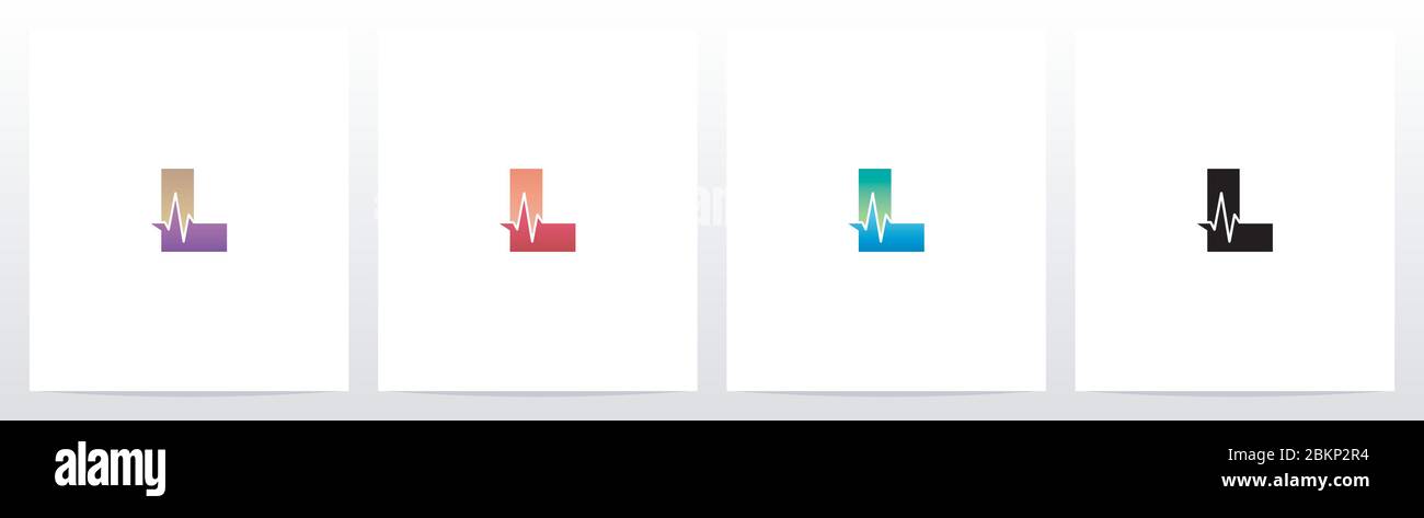 Pulse Line On Letter Logo Design L Stock Vector