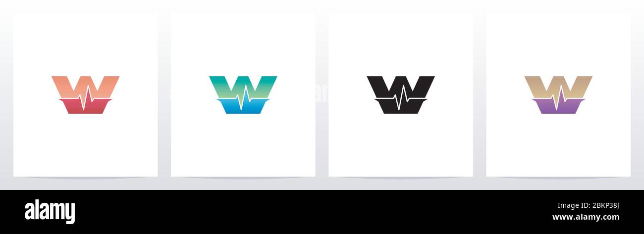 Pulse Line On Letter Logo Design W Stock Vector