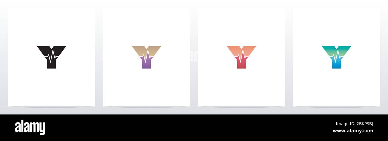 Pulse Line On Letter Logo Design Y Stock Vector