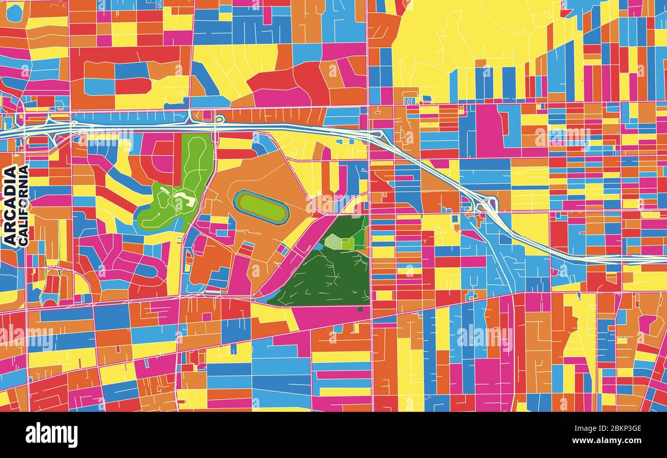 Colorful Vector Map Of Arcadia California Usa Art Map Template For Selfprinting Wall Art In Landscape Format Stock Vector Image Art Alamy