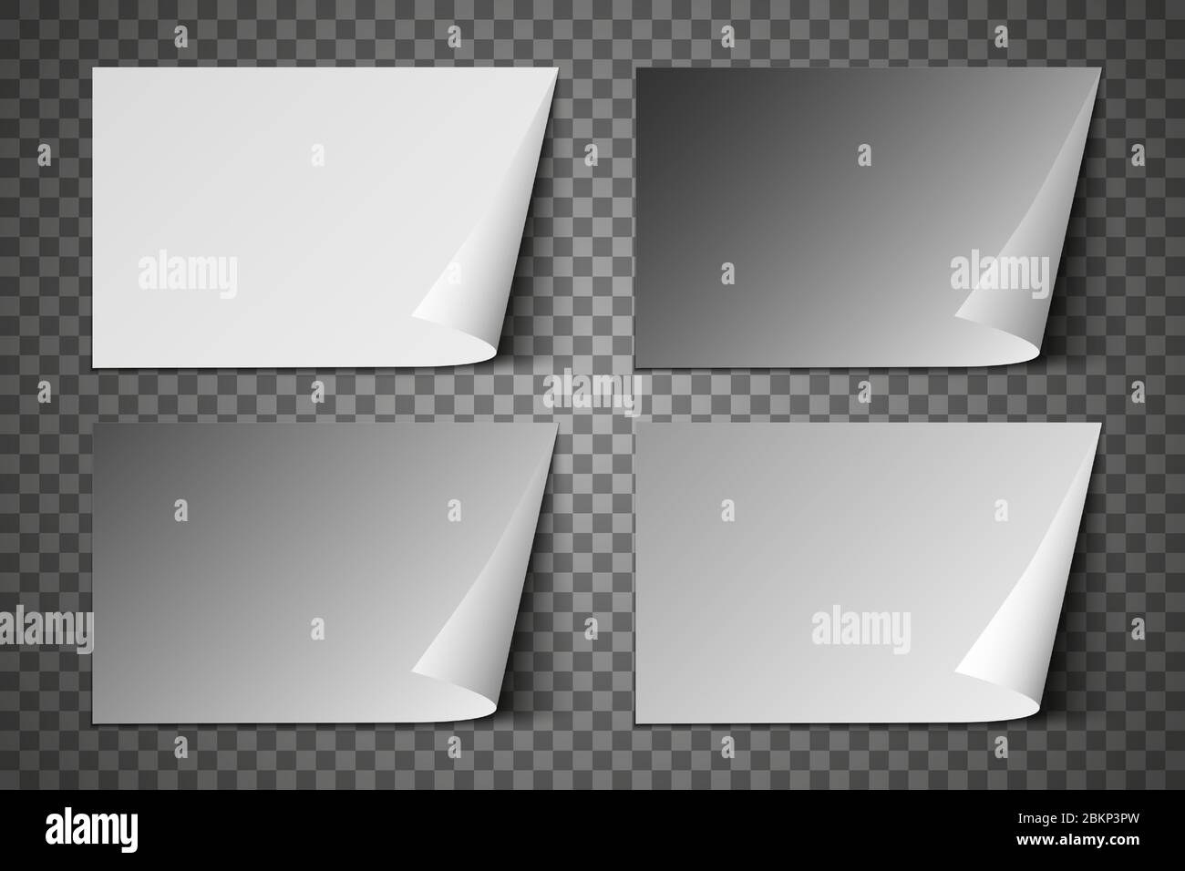 Vector realistic paper sheet with folded corner. Paper sheet A4 with ...