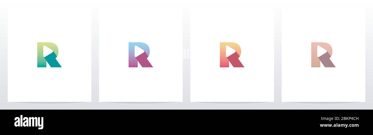 Play Button On Letter Logo Design R Stock Vector