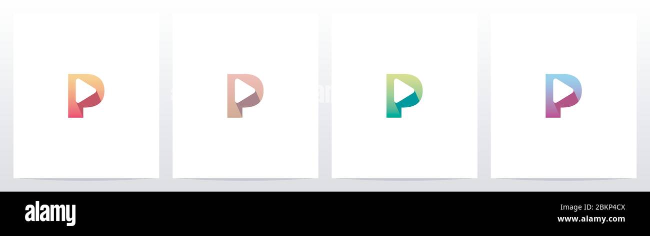 Play Button On Letter Logo Design P Stock Vector