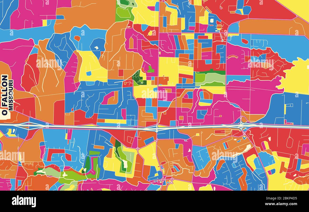 Colorful vector map of O Fallon, Missouri, USA. Art Map template for ...