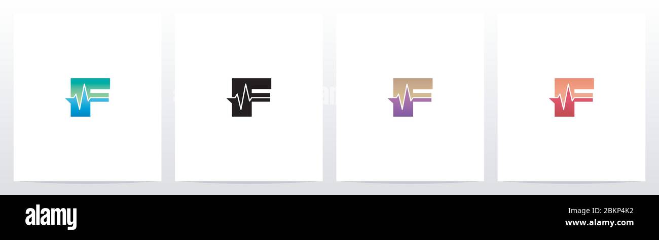Pulse Line On Letter Logo Design F Stock Vector