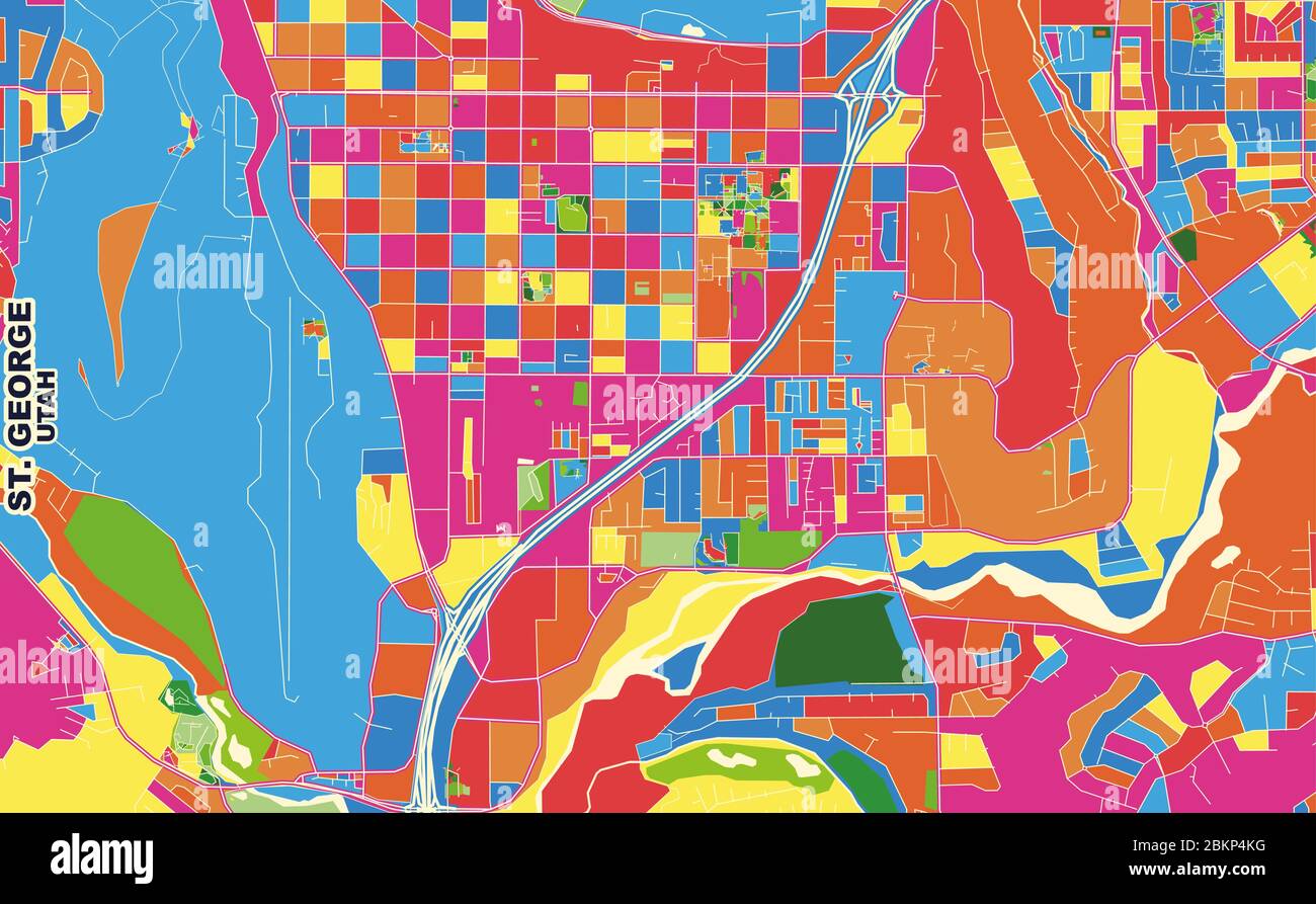 Colorful vector map of St. Utah, USA. Art Map template for