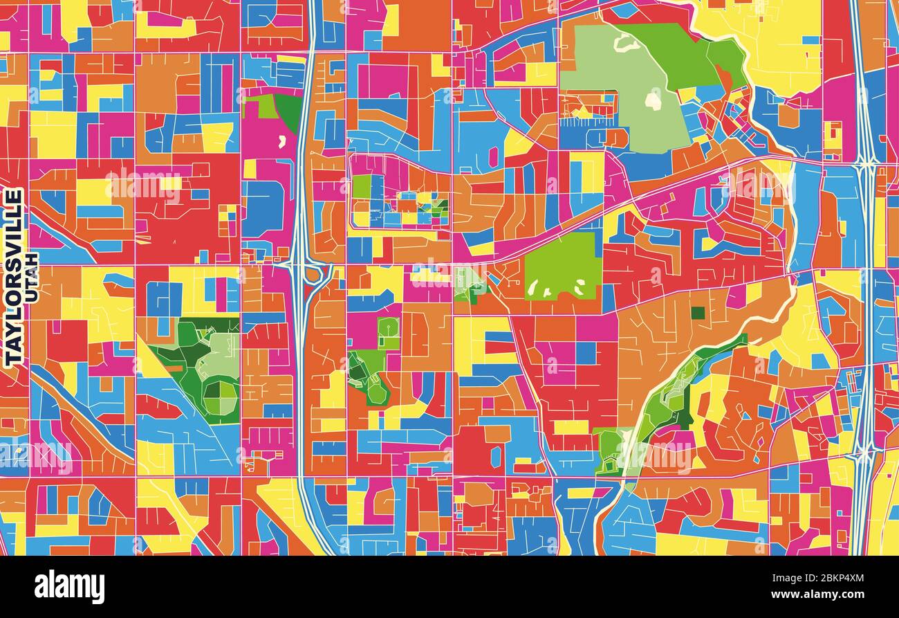 Colorful vector map of Taylorsville, Utah, USA. Art Map template for ...