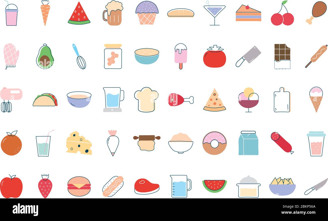 Food flat style icon set vector design Stock Vector Image & Art - Alamy