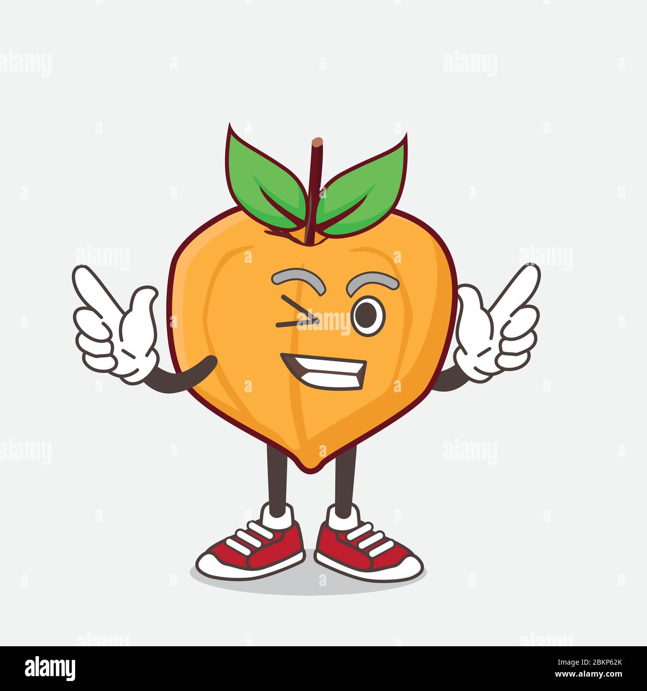An illustration of Eggfruit cartoon mascot character with Winking eye Stock Vector