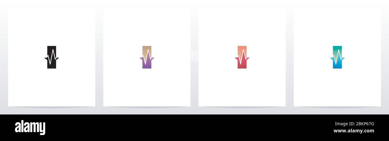 Pulse Line On Letter Logo Design I Stock Vector