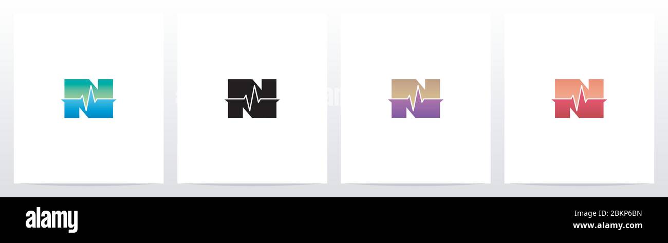 Pulse Line On Letter Logo Design N Stock Vector