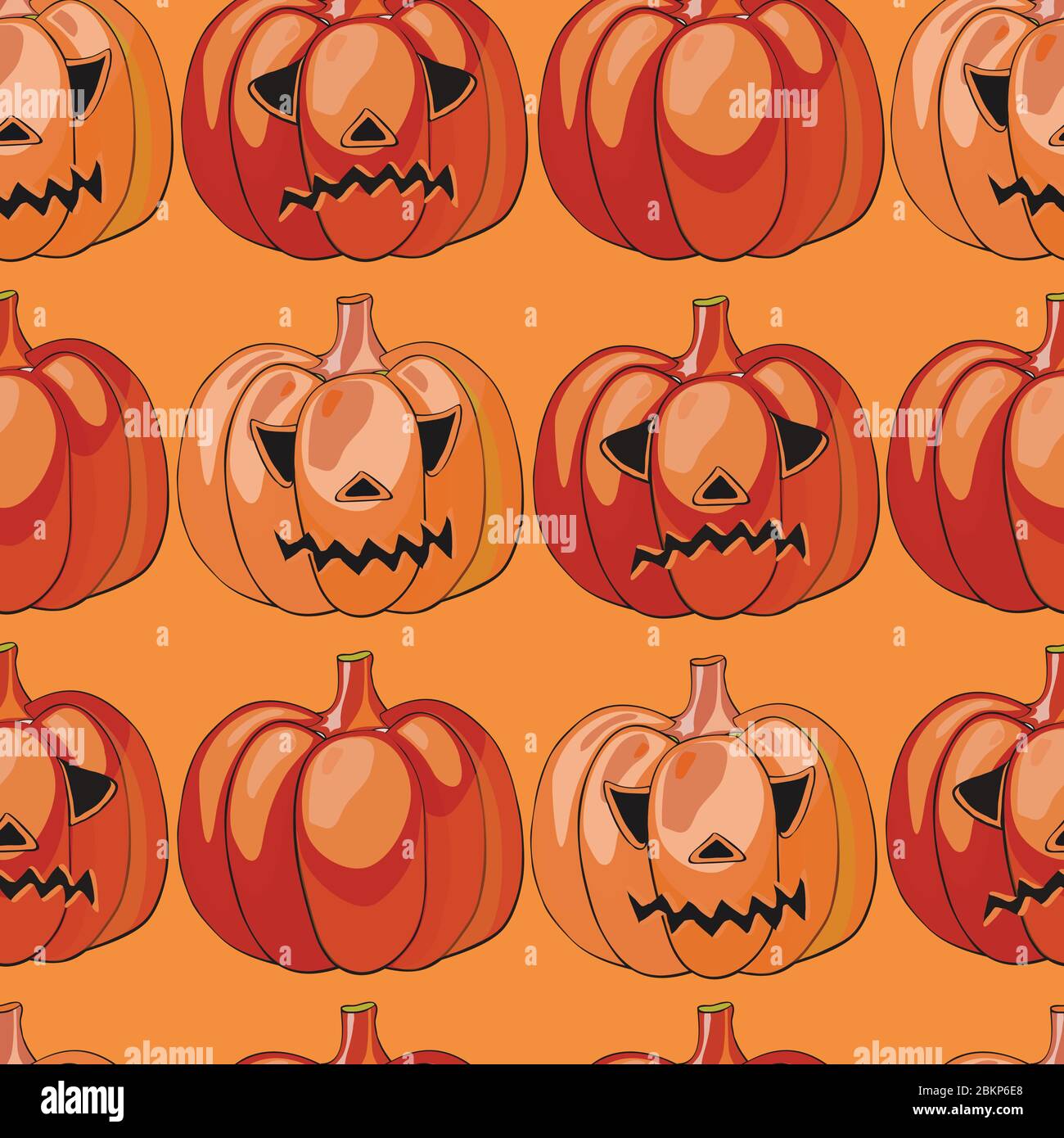 halloween background with different pumpkins, holiday pattern Stock Vector