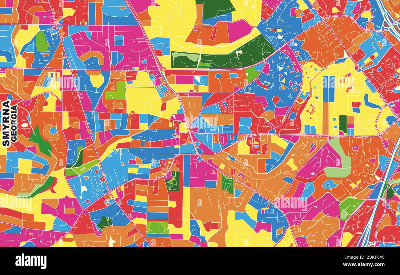 Colorful Vector Map Of Smyrna Georgia Usa Art Map Template For Selfprinting Wall Art In Landscape Format Stock Vector Image Art Alamy