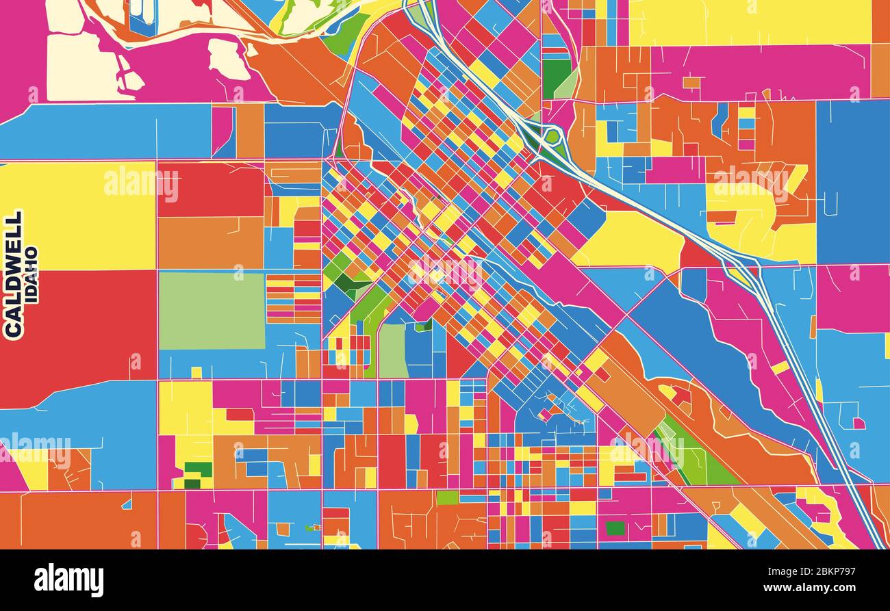 Colorful vector map of Caldwell, Idaho, United States of America. Art