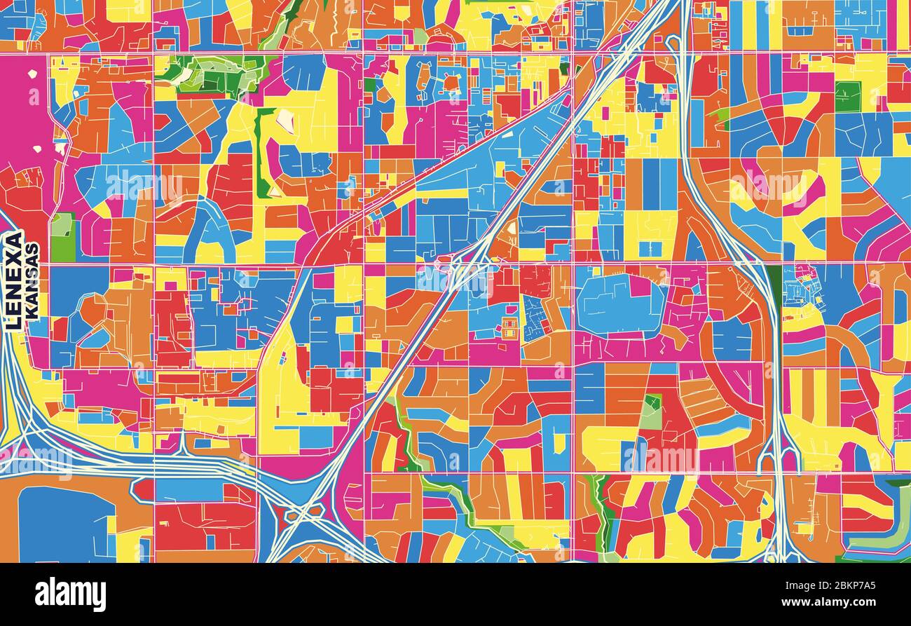 Lenexa Stock Vector Images Alamy - Colorful Vector Map Of Lenexa Kansas United States Of America Art Map Template For Selfprinting Wall Art In Landscape Format 2BKP7A5 