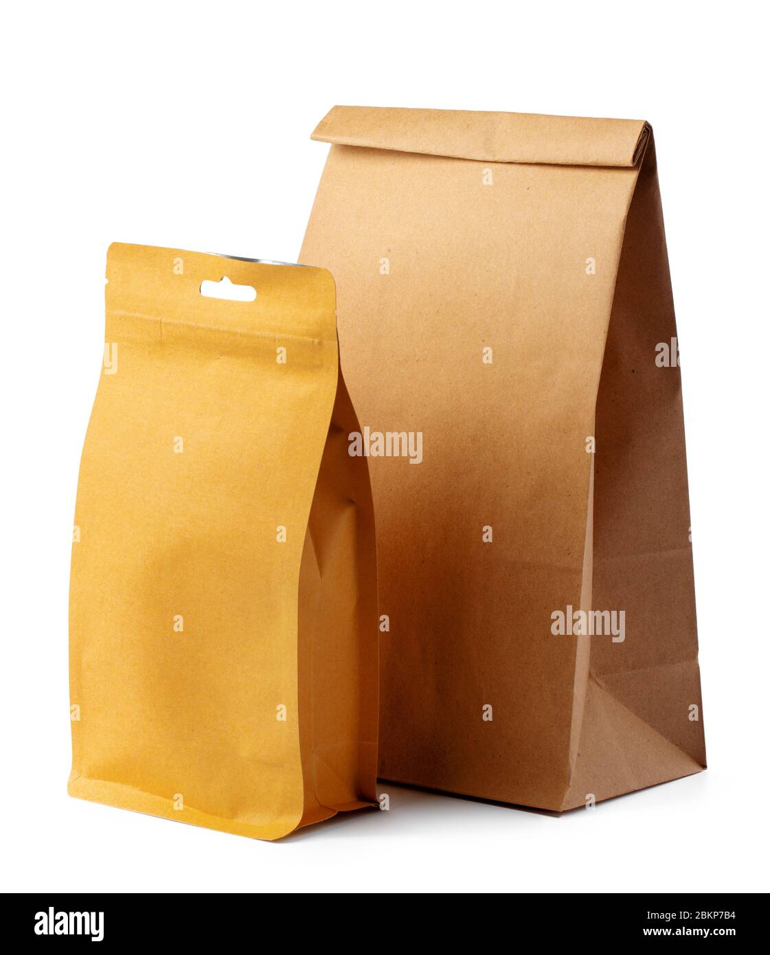 Brown craft paper bag packaging template on white background Stock Photo Alamy