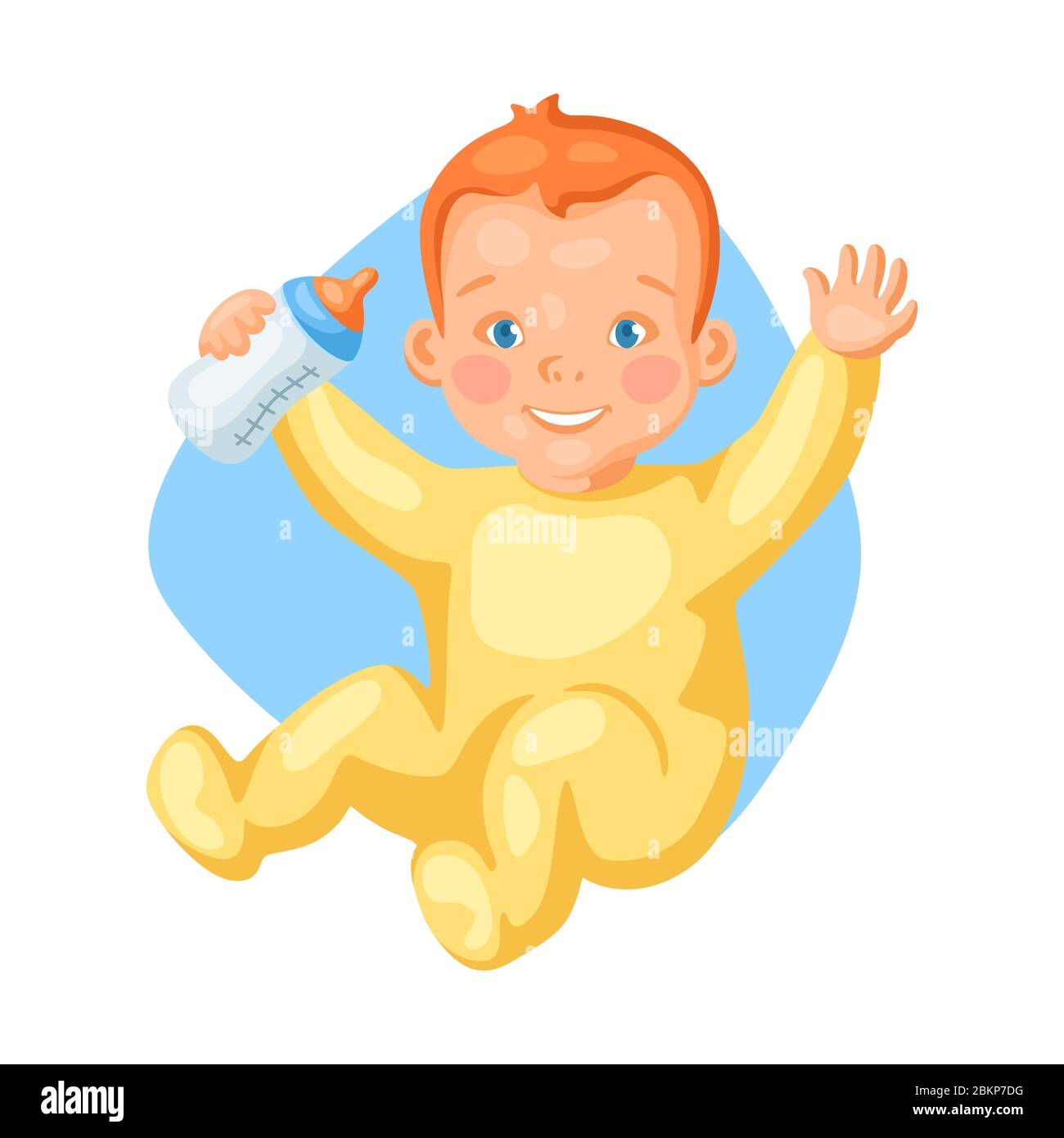 Illustration of cute little baby with bottle of milk Stock Vector Image ...