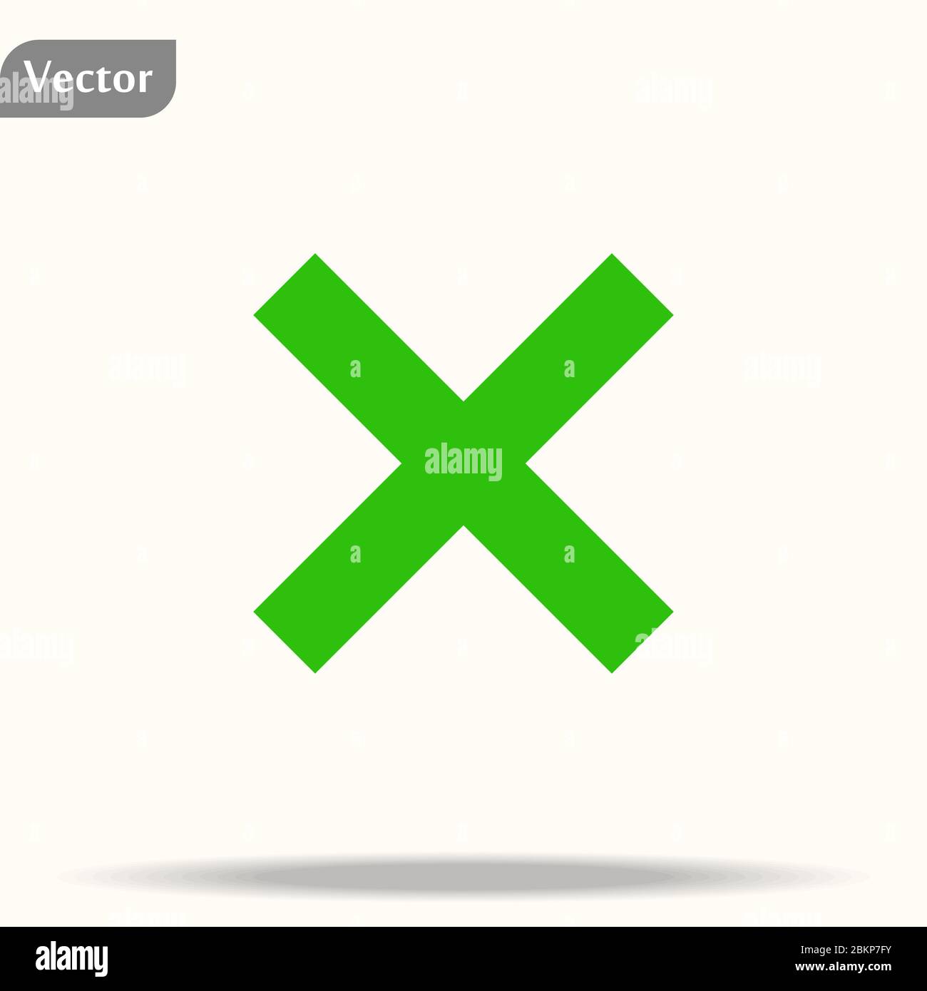 Green x sign. Positive symbol isolated on white background. Vector EPS