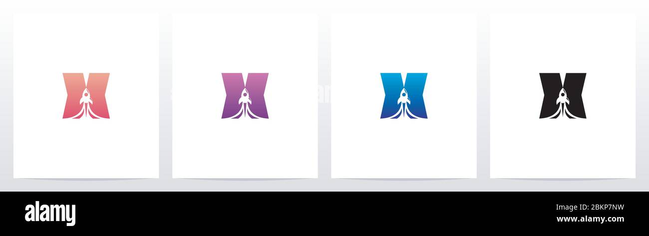 Rocket Launch On Letter Logo Design X Stock Vector