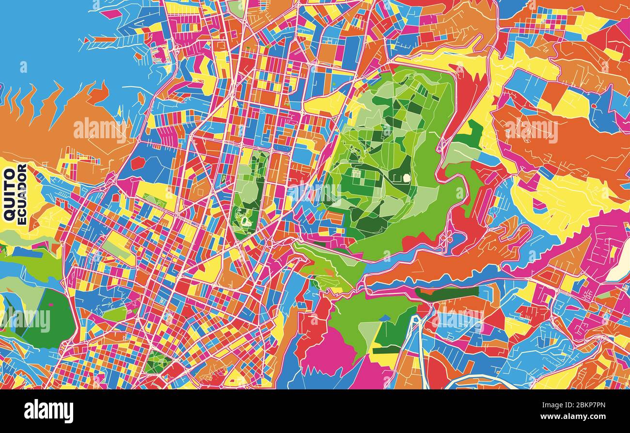 Colorful vector map of Quito, Ecuador. Art Map template for