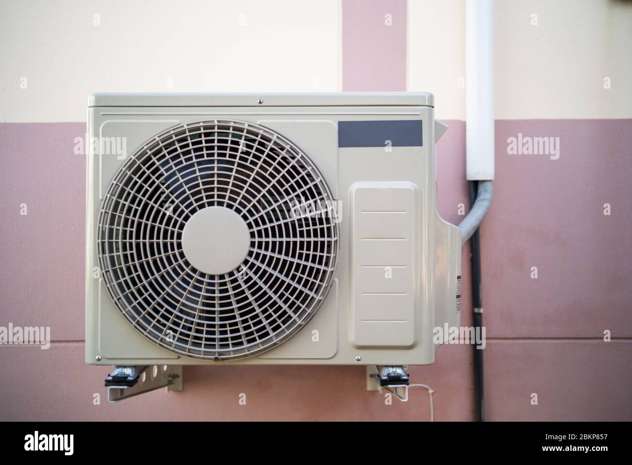 Air Conditioner Compressor On Home Wall Stock Photo Alamy