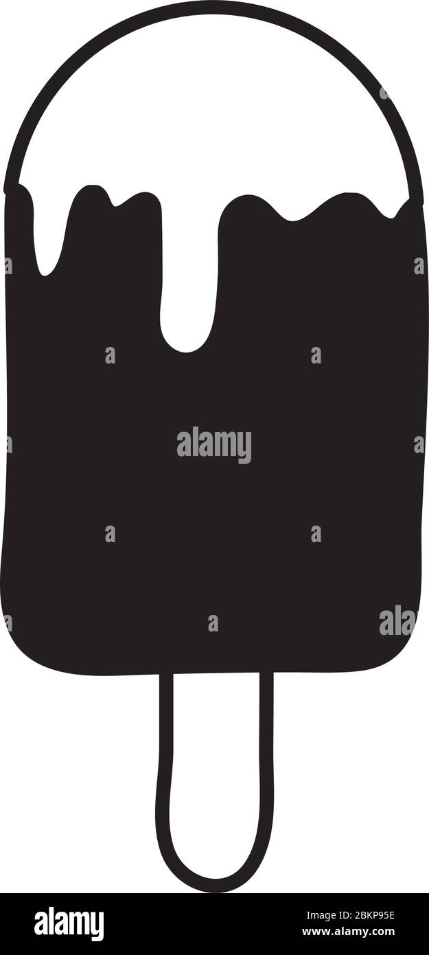 Isolated ice cream with stick silhouette style icon vector design Stock ...