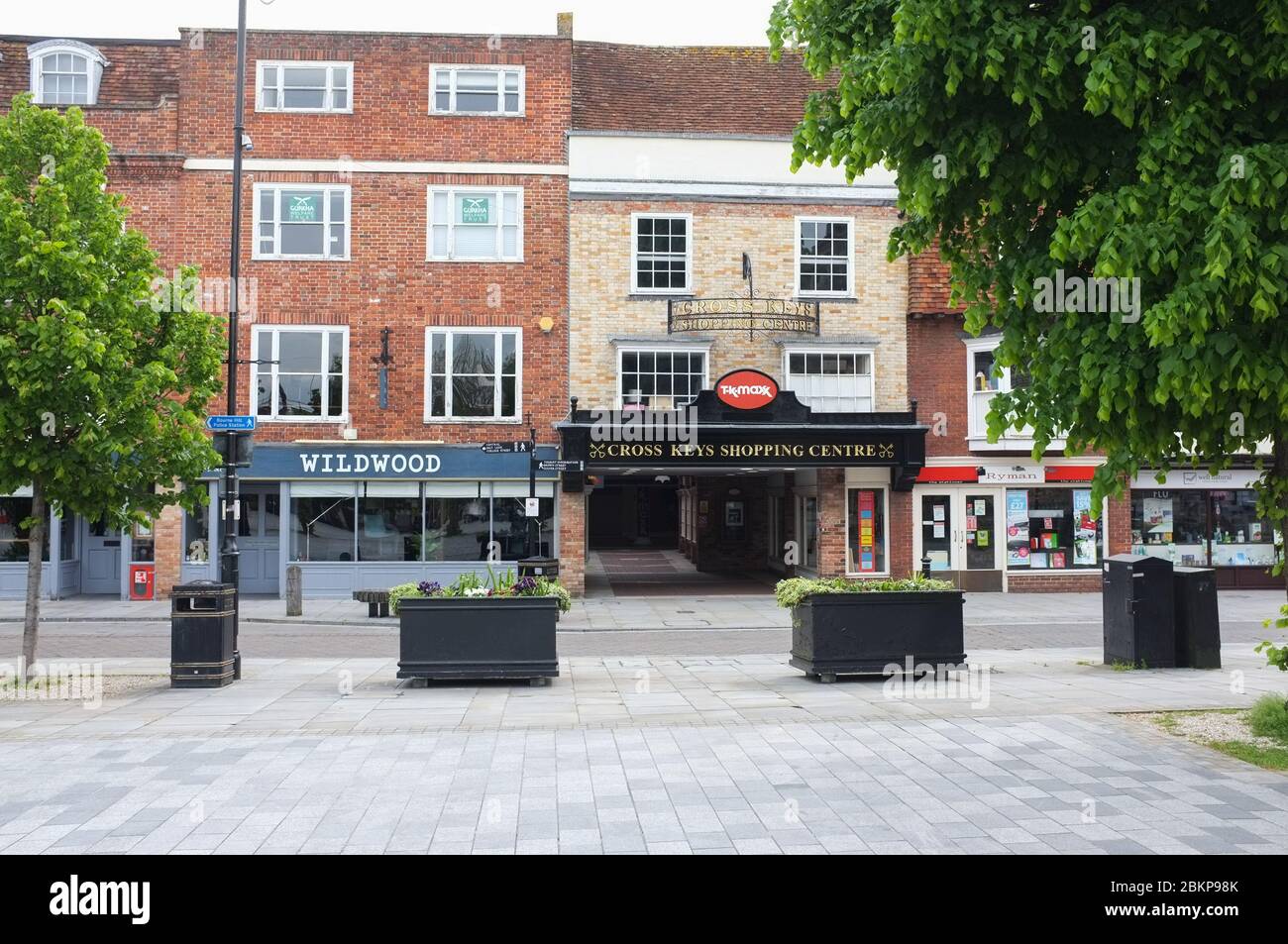 An empty Cross Keys Shopping Centre, Salisbury, UK  during the coronavirus pandemic. Pictured May 2020. Stock Photo