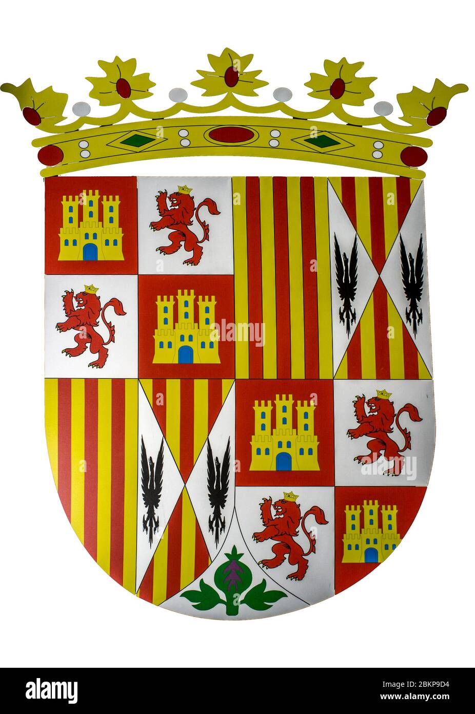 Catholic Monarchs Coat-of-Arms, Queen Isabella I of Castile and King Ferdinand II of Aragon Stock Photo