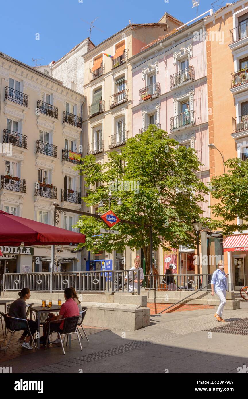 People Coming Out Of The Subway At De Chueca Cradle Of Gay Pride In Madrid. June 15, 2019. Madrid. Spain. Travel Tourism Holidays Stock Photo