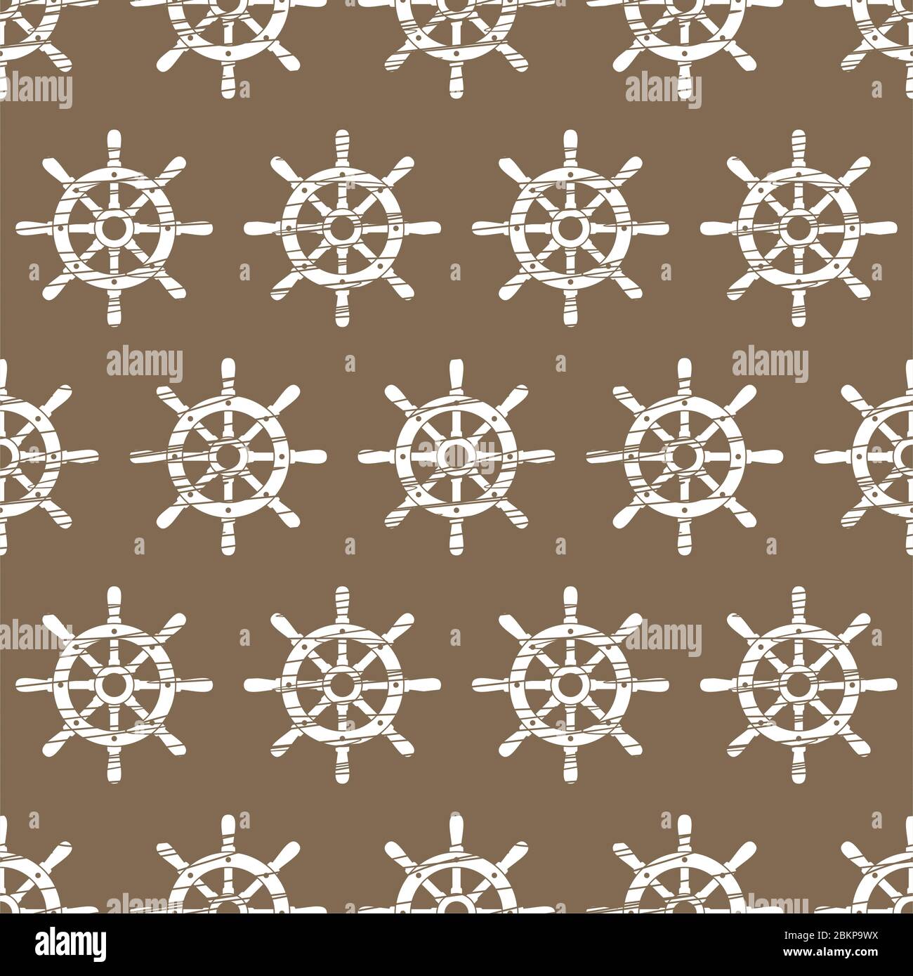 Ship helm vector seamless pattern. Helm, steering wheel seamless