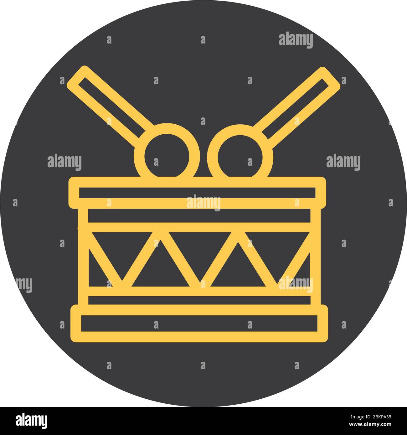musical drum and drumsticks instrument percussion celebration vector ...