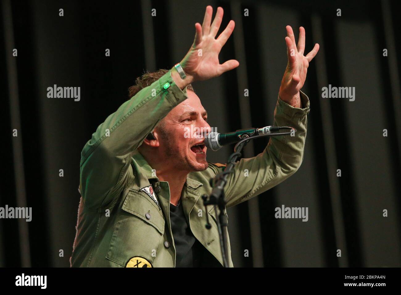 Singer Joseph Washbourn of Toploader, as the band performs at