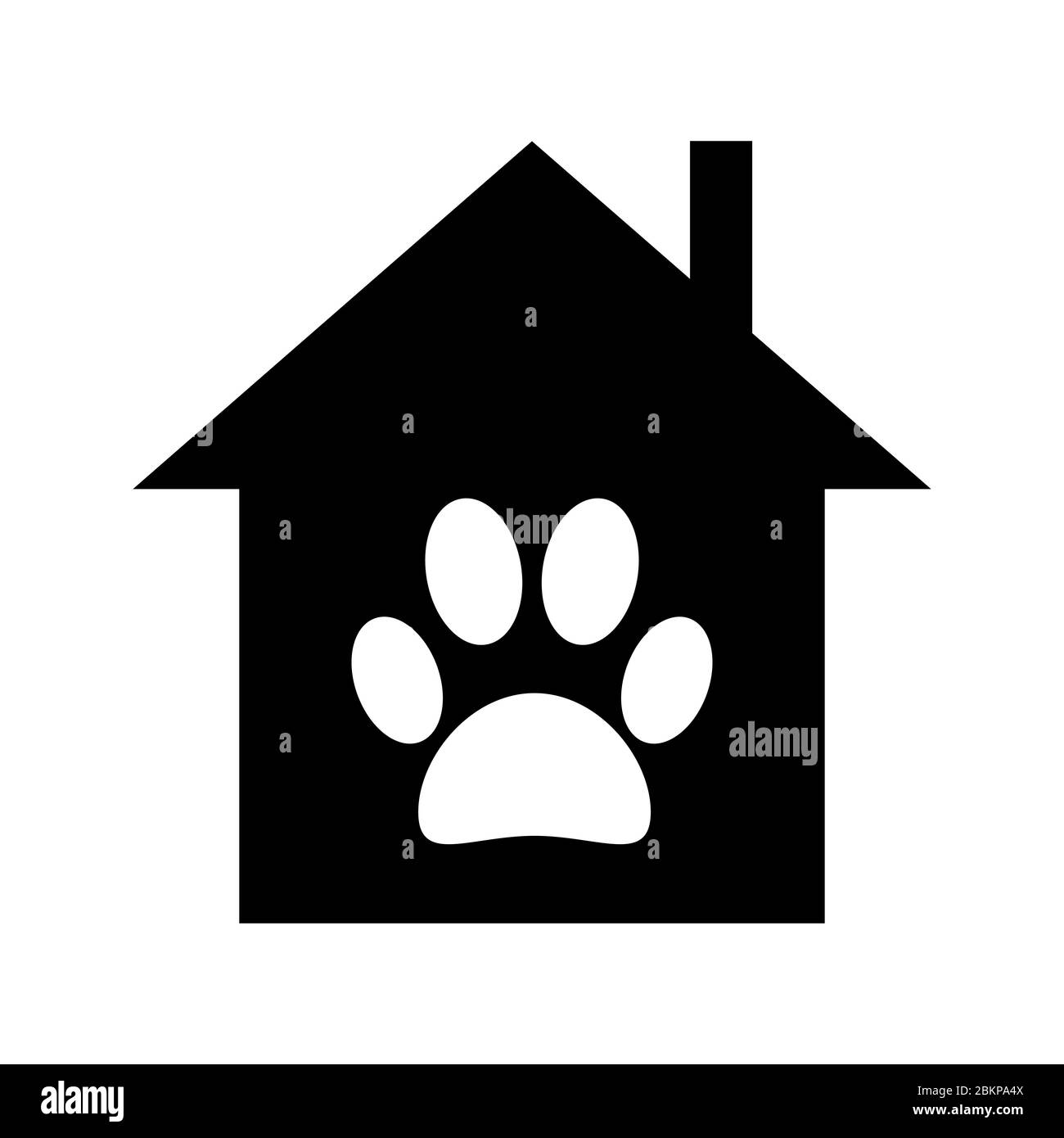 Dog breeder house with paw symbol, minimalist flat vector illustration icon Stock Vector