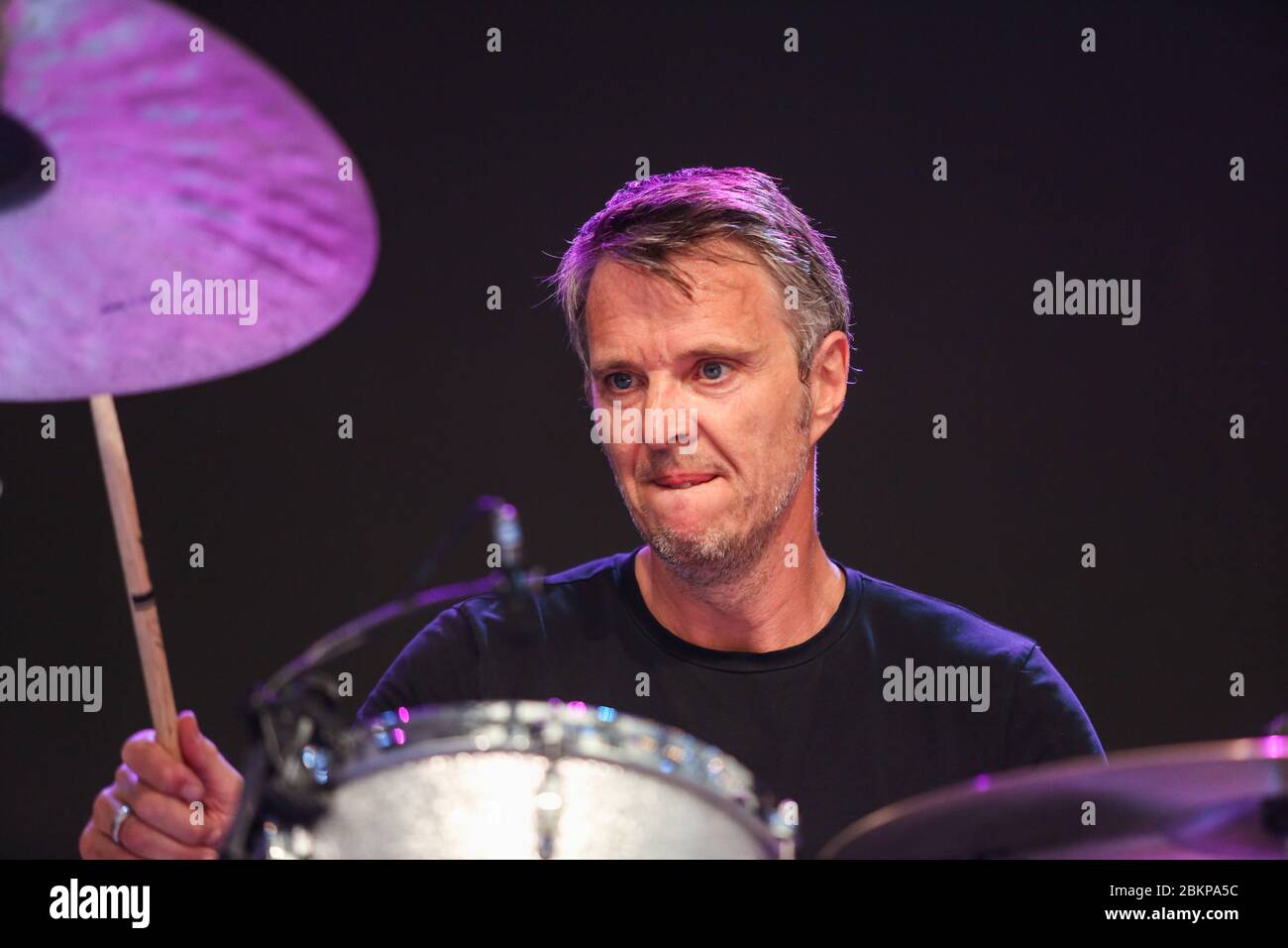 Drummer Rob Green of Toploader, as the band performs at Llangollen