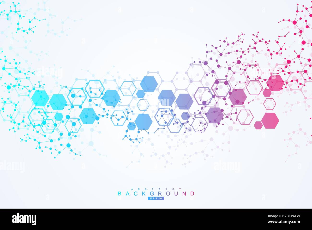 Science network pattern, connecting lines and dots. Technology hexagons structure or molecular connect elements. Stock Vector