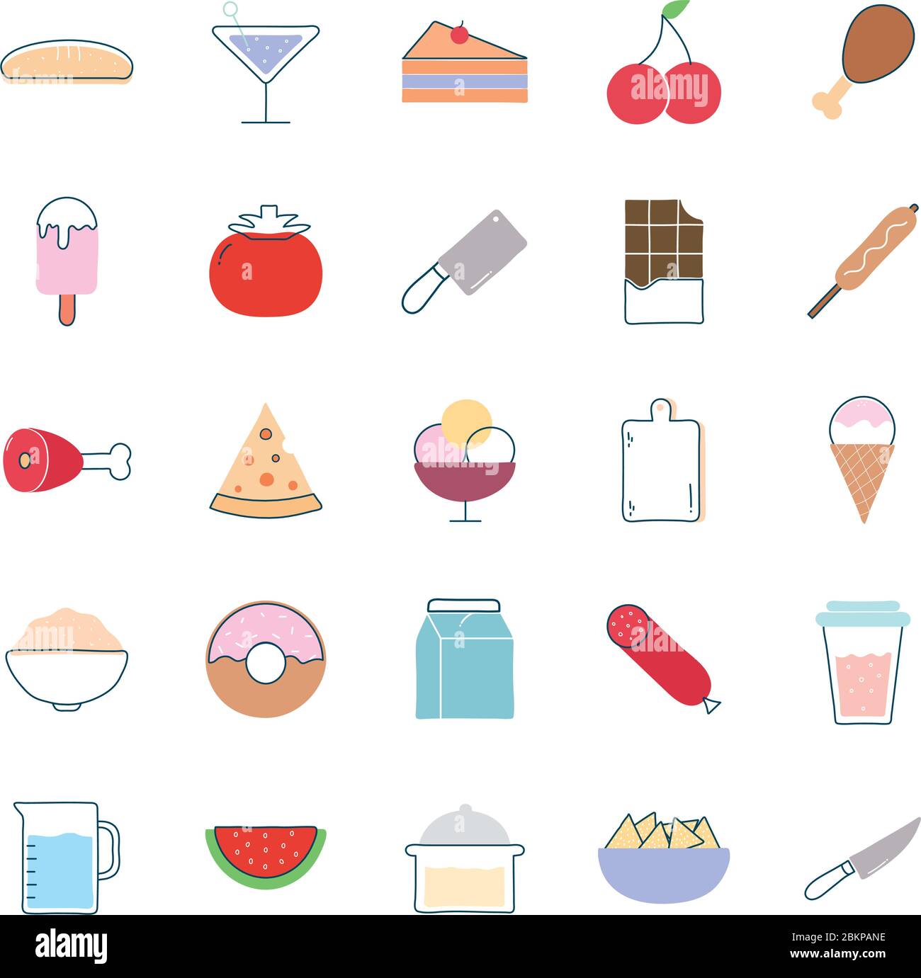 Food flat style icon set vector design Stock Vector Image & Art - Alamy