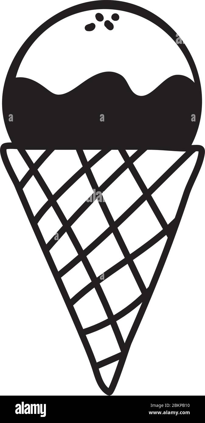 Isolated ice cream cone silhouette style icon vector design Stock ...