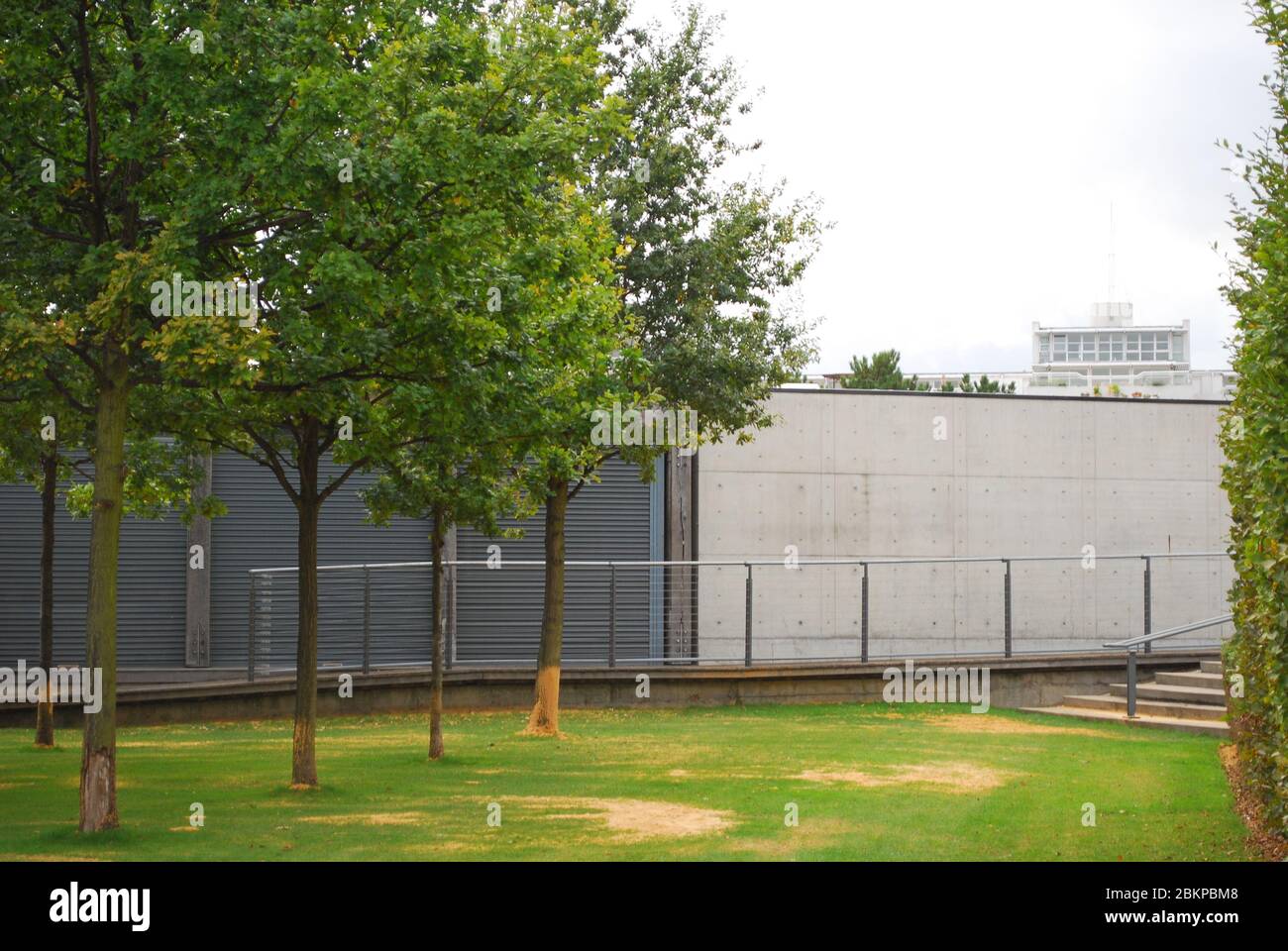 Reinforced Concrete Timber Thames Barrier Park Pavilion North Woolwich Road, Royal Docks, London by Patel Taylor Alain Cousseran Allain Provost Stock Photo