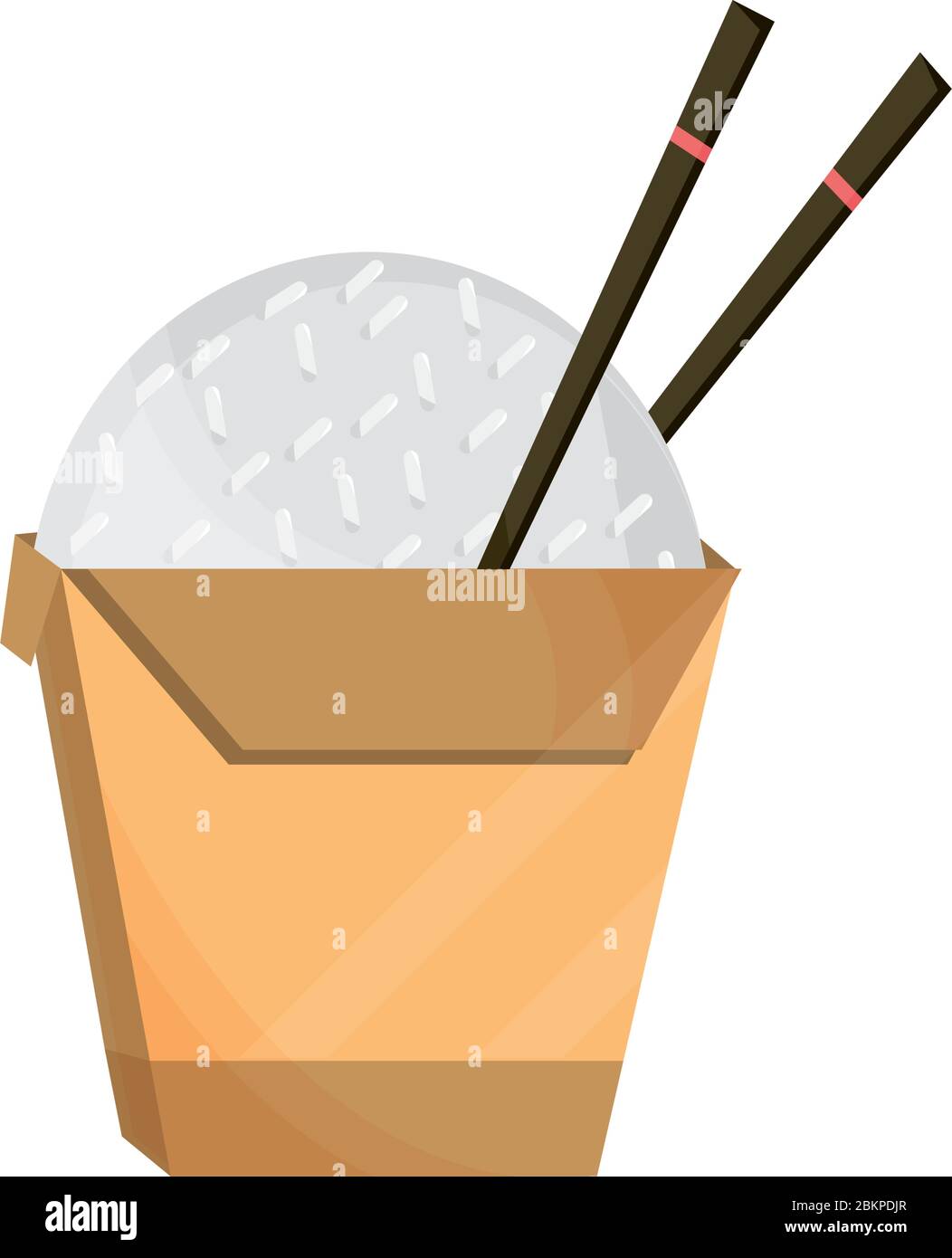 japanese rice in box with chopsticks food vector illustration flat